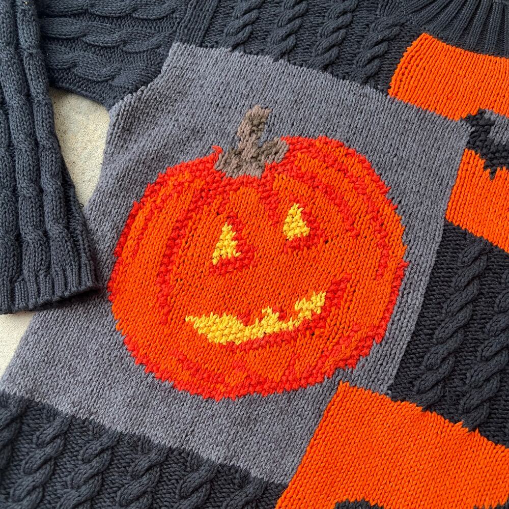 Chaus Sport Ramie/Cotton Halloween Bat Pumpkin Mockneck Sweater Sz M - Picture 6 of 8
